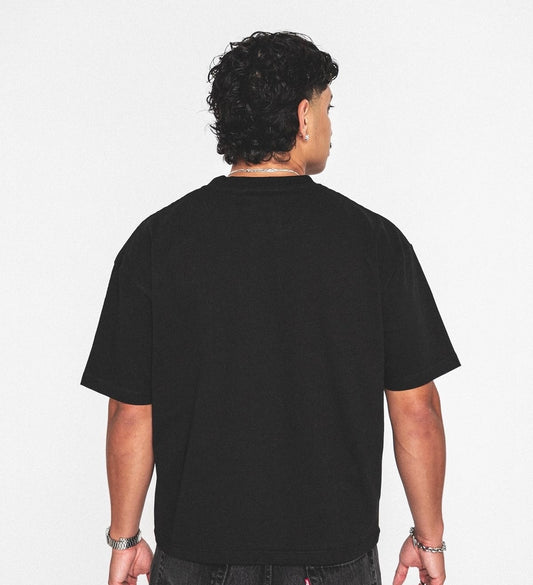 Alkaid’s 240 GSM Heavyweight Black Tee. Structured, Durable, Bio-Wash Soft.