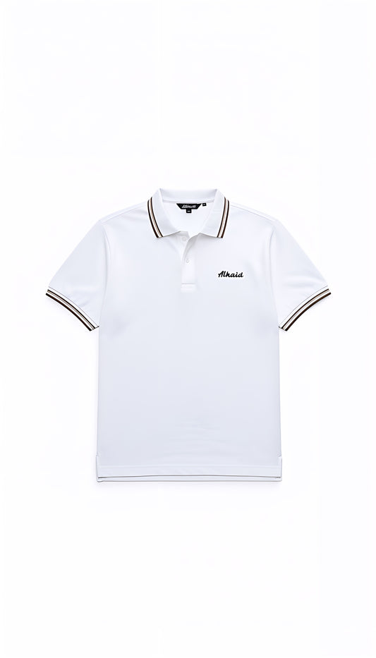 Alkaid Heavyweight 240 GSM White Polo | Structured Cotton Blend | Superior Double Stitching
